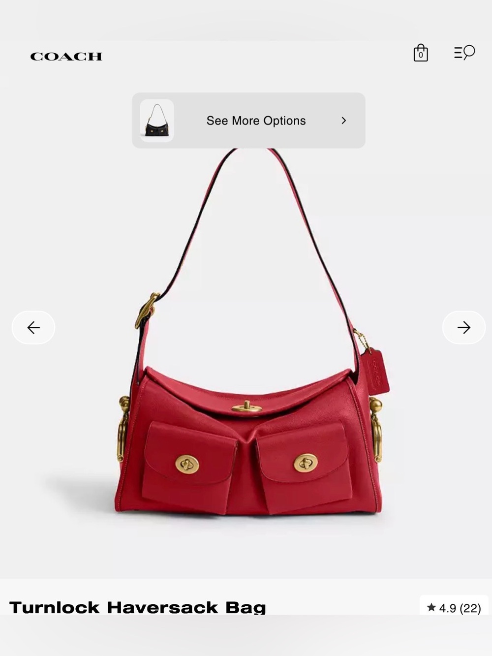 Coach Red Turnlock Haversack Shoulder Bag